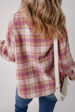 Plaid Collared Neck Button Up Shacket Woman Outerwear