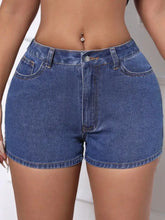 Fringe Back Denim Shorts with Pockets Denim Shorts