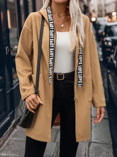 Letter Print Strap Zip Up Hooded Trench Coat Woman Outerwear