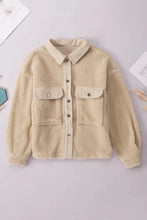Collared Neck Button Down Jacket Sand Woman Outerwear