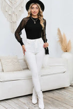 Round Neck Semi-Sheer Sleeve Blouse Woman Blouses