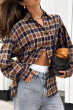 Plaid Button Up Drop Shoulder Shacket Woman Outerwear