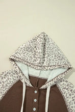 Leopard Ribbed Patchwork Drawstring Hoodie Woman Sweatshirts