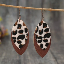 Leaf Shape Leather Dangle Earrings Brown One Size Earrings