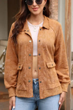 Snap Down Flap Pocket Long Sleeve Shacket Woman Outerwear