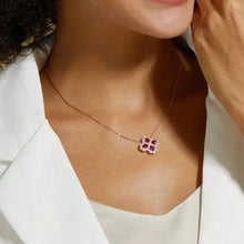 925 Sterling Silver Lab-Grown Ruby Flower Shape Necklace Necklaces