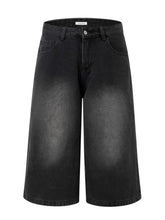 Men's Washed Denim Bermuda Shorts Black Denim Shorts