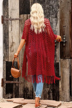 Openwork Open Front Cardigan with Fringes Woman Outerwear