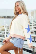 Star Contrast Round Neck Long Sleeve Sweatshirt Woman Sweatshirts