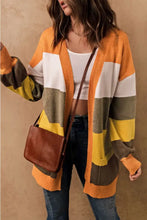 Open Front Color Block Cardigan Woman Outerwear