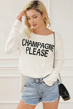 CHAMPAGNE PLEASE Long Sleeve Slit Sweater Sweater Pullovers