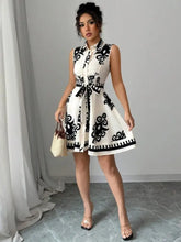 Printed Sleeveless Button Front Dress Woman Casual Dress