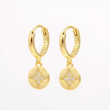 925 Sterling Silver Inlaid Zircon Earrings Gold One Size Earrings