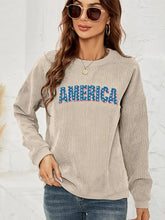 AMERICA Graphic Dropped Shoulder Sweatshirt Sand Woman Sweatshirts