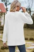 Eyelet Round Neck Long Sleeve T-Shirt Woman T Shirts