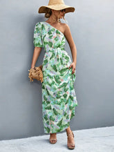 Printed Tie Waist One Shoulder Maxi Dress Woman Maxi Dress