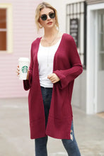 Open Front Long Sleeve Cardigan Burgundy Woman Outerwear
