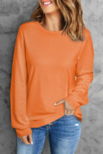 Round Neck Long Sleeve Top Orange Woman T Shirts
