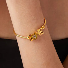 Titanium Steel Rhinestone Letter Bracelet Gold One Size Bracelets