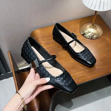 Square Toe Flats Loafers Black Woman Loafers