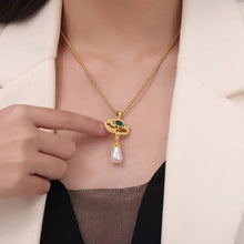 Freshwater Pearl Titanium Steel Geometric Necklace Necklaces