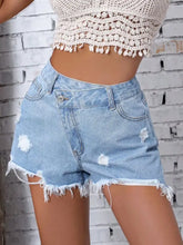 Distressed Raw Hem Denim Shorts Denim Shorts