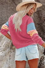 Color Block Round Neck Long Sleeve Sweatshirt Woman Sweatshirts