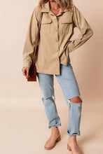 Frill Button Up Long Sleeve Shacket Woman Outerwear