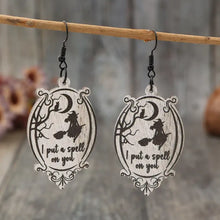 Witch Wooden Dangle Earrings Black One Size Earrings