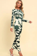 Printed Backless Long Sleeve Maxi Dress Woman Maxi Dress