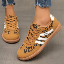 Leopard Round Toe Lace Up Sneakers Woman Sneakers