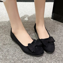 Bow Point Toe Low Heel Slip-Ons Black Woman Loafers