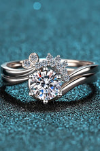 Moissanite Rhodium-Plated Two-Piece Ring Set Rings