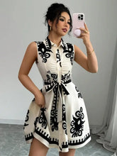 Printed Sleeveless Button Front Dress Woman Casual Dress