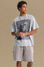 Men's Graphic Round Neck Short Sleeve T-Shirt Gray Mens Tops