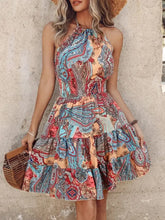Paisley Print Halter Neck Mini Dress Woman Casual Dress
