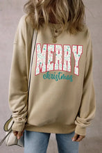 MERRY CHRISTMAS Round Neck Long Sleeve Sweatshirt Khaki Woman Sweatshirts