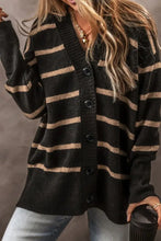 Striped Button Down Long Sleeve Cardigan Woman Outerwear