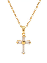 18K Gold-Plated Zircon Cross Pendant Necklace Fashion Jewelry