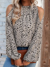 Floral Cold-Shoulder Blouse Light Gray Woman Blouses
