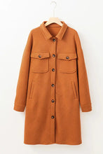 Textured Button Down Collared Neck Coat Woman Outerwear