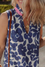 Floral Sleeveless Color Block Notched V Neck Mini Dress Casual Dresses