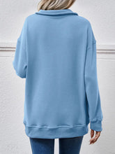 Collared Neck Dropped Shoulder Sweatshirt Woman Sweatshirts