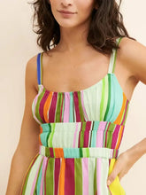 Colorful Striped Spaghetti Strap Midi Dress Woman Casual Dress