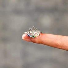 925 Sterling Silver Inlaid Zircon Lotus Shape Ring Rings