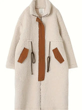 Plus Size Drawstring Zip Up Turtleneck Sherpa Coat Woman Outerwear