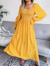 Smocked Square Neck Flounce Sleeve Dress Woman Maxi Dress