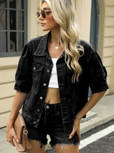 Button Down Washed Denim Jacket Woman Outerwear