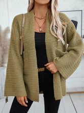 Open Front Long Sleeve Cardigan Moss Woman Outerwear