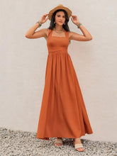 Crisscross Back Smocked Square Neck Maxi Dress Maxi Dresses